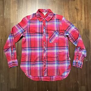 Orvis Shirt Womens Small Red Plaid Button Up Long Sleeve Single Pocket Casual